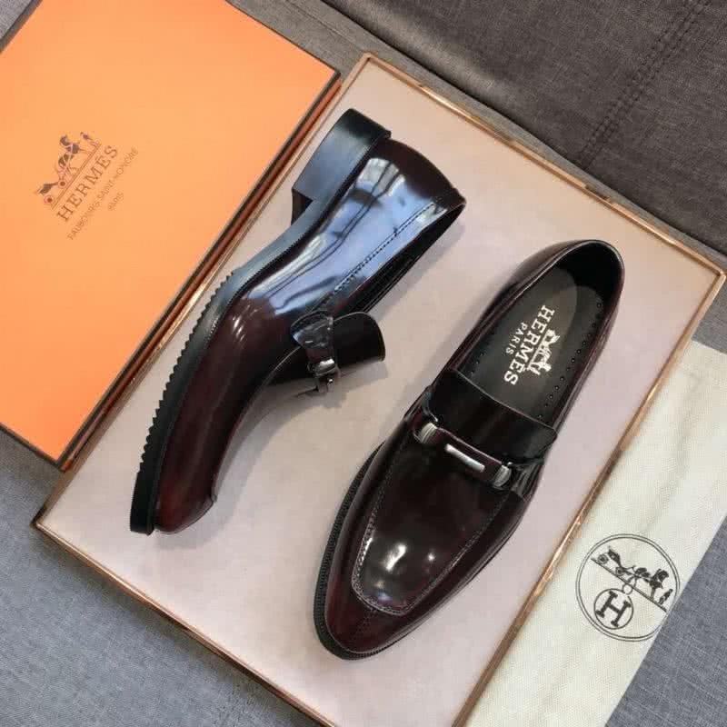 Hermes Fashion Comfortable Shoes Cowhide Black Men 3