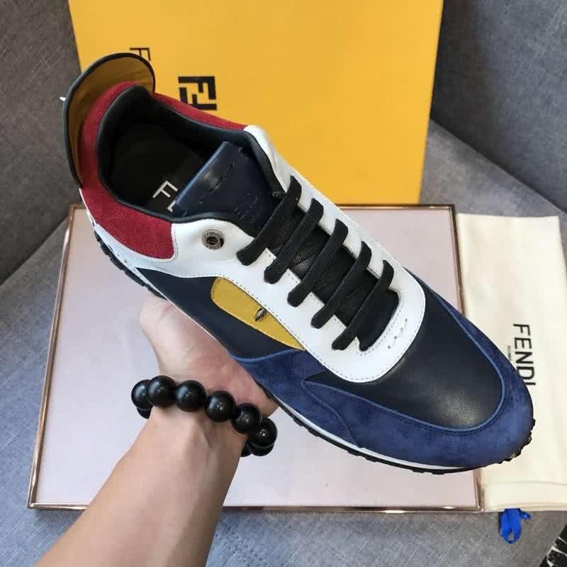 Fendi Sneakers Rivets Blue Black White Yellow Men 2
