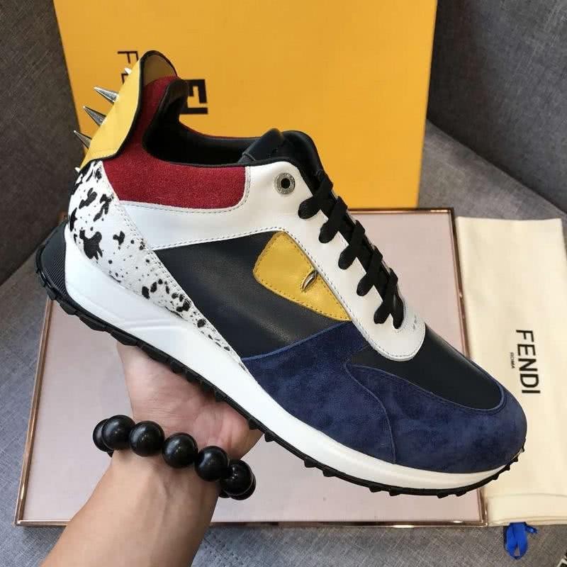 Fendi Sneakers Rivets Blue Black White Yellow Men 4