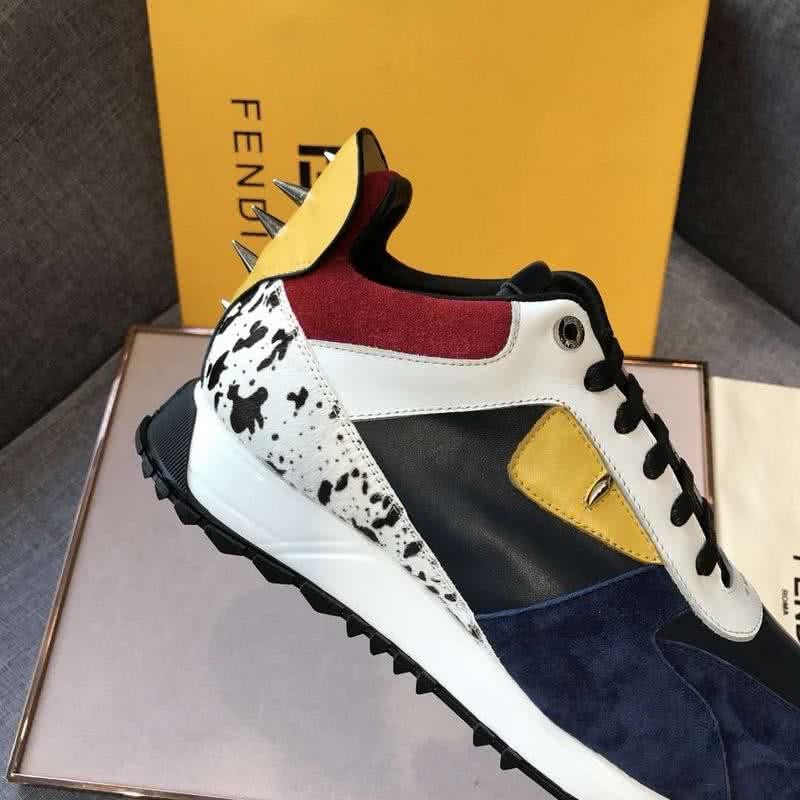 Fendi Sneakers Rivets Blue Black White Yellow Men 5