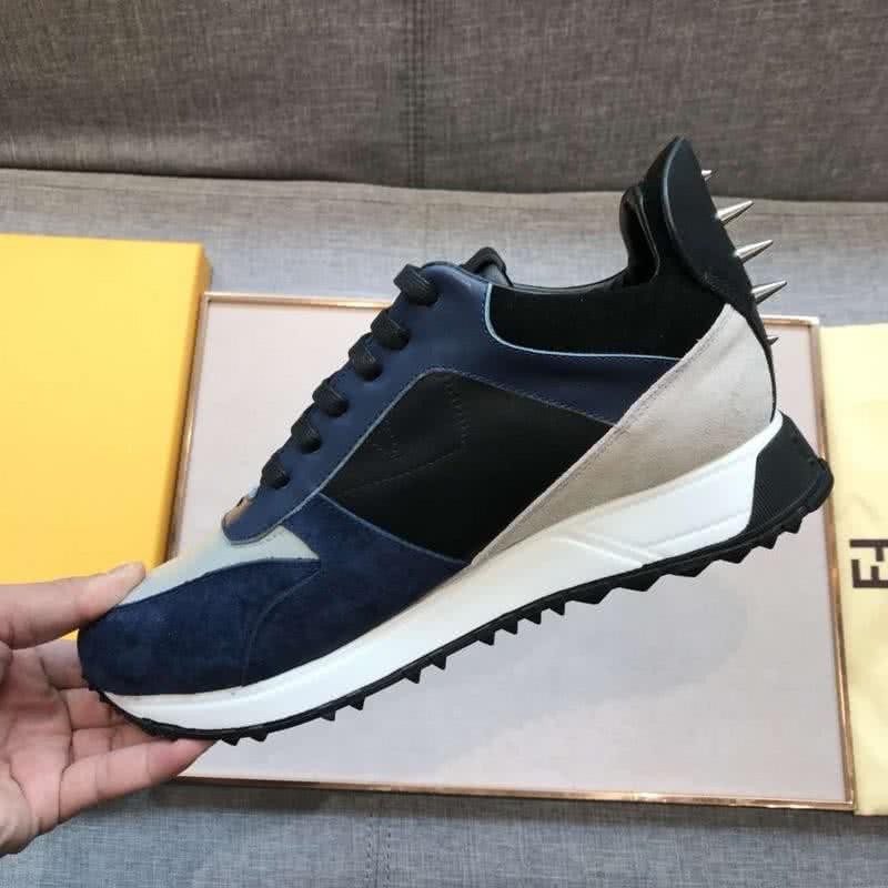 Fendi Sneakers Rivets Blue Black Grey White Men 7