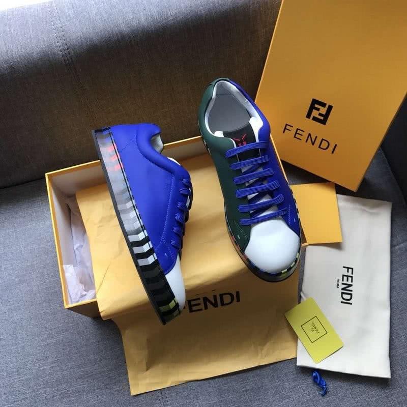 Fendi Sneakers Blue White Green Upper Black Sole Men 2