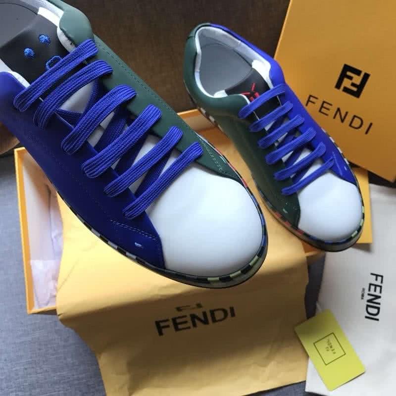 Fendi Sneakers Blue White Green Upper Black Sole Men 5