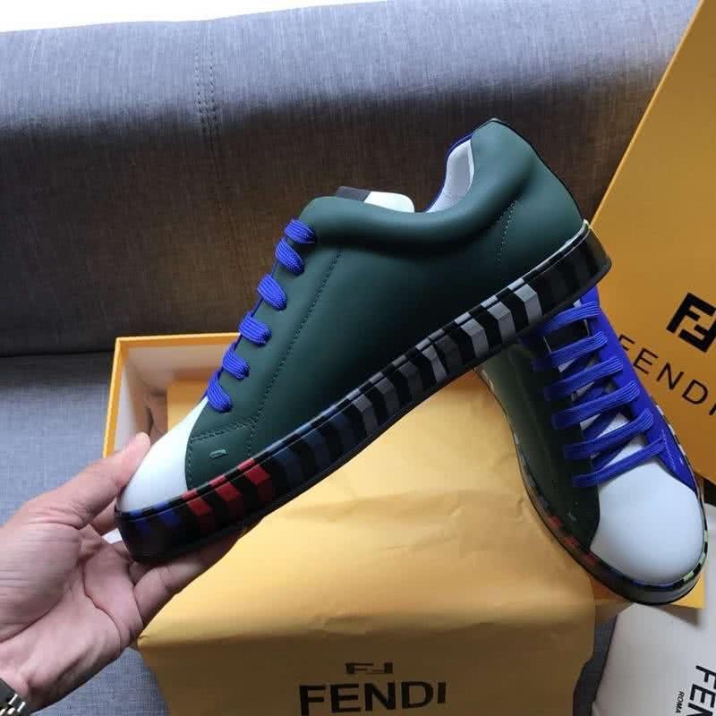Fendi Sneakers Blue White Green Upper Black Sole Men 6