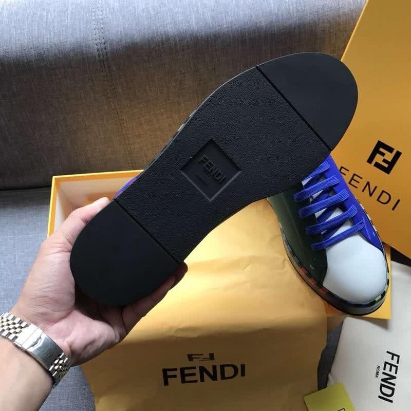 Fendi Sneakers Blue White Green Upper Black Sole Men 9