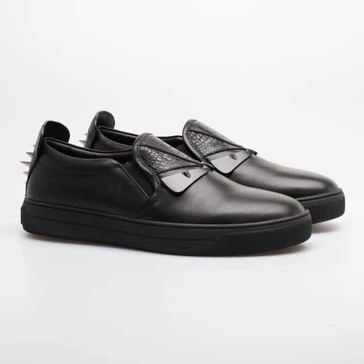 Fendi Sneakers Real Leather Monster All Black Men 2