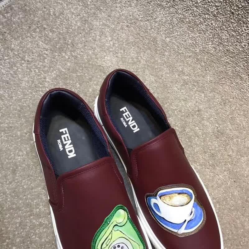 Fendi Slip-on Painting Leather Brown Upper White Sole Men 9