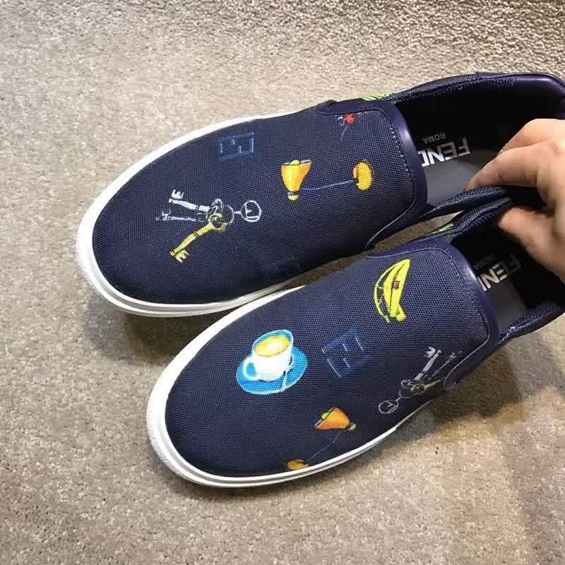 Fendi Slip-on Painting Navy Upper White Sole Men 8