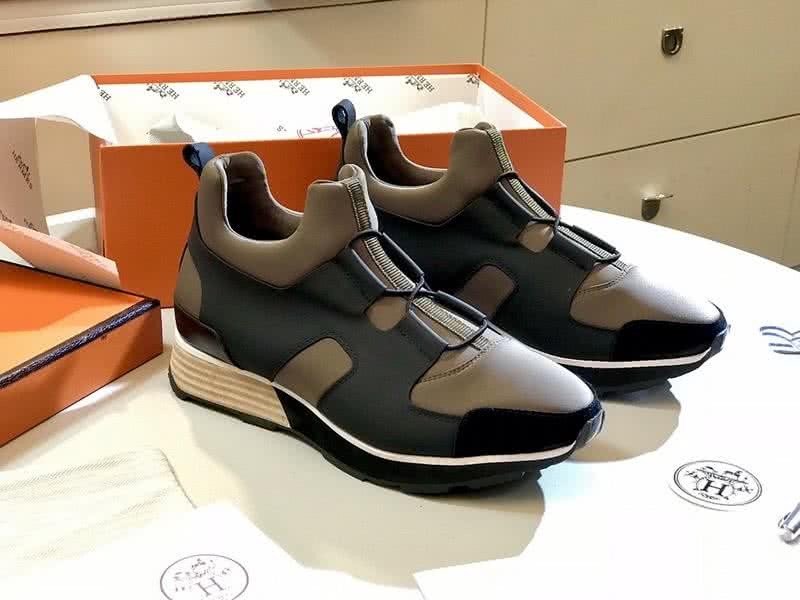 Hermes Fashion Comfortable Shoes Cowhide Brown Green Men 1