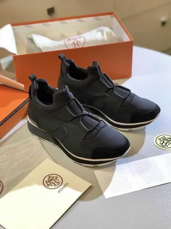 Hermes Fashion Comfortable Shoes Cowhide Black Men 1