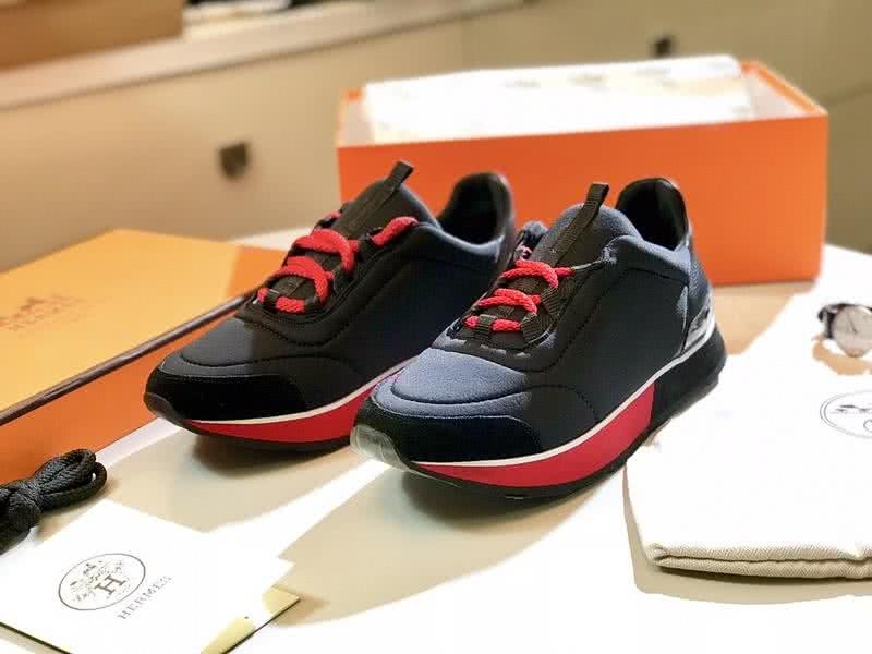 Hermes Fashion Comfortable Shoes Cowhide Black And Red Men 6