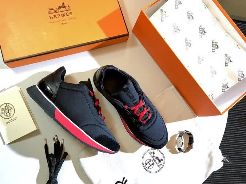 Hermes Fashion Comfortable Shoes Cowhide Black And Red Men 7