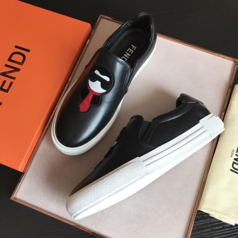Fendi Slip-on Leather Black Upper White Sole Men 2