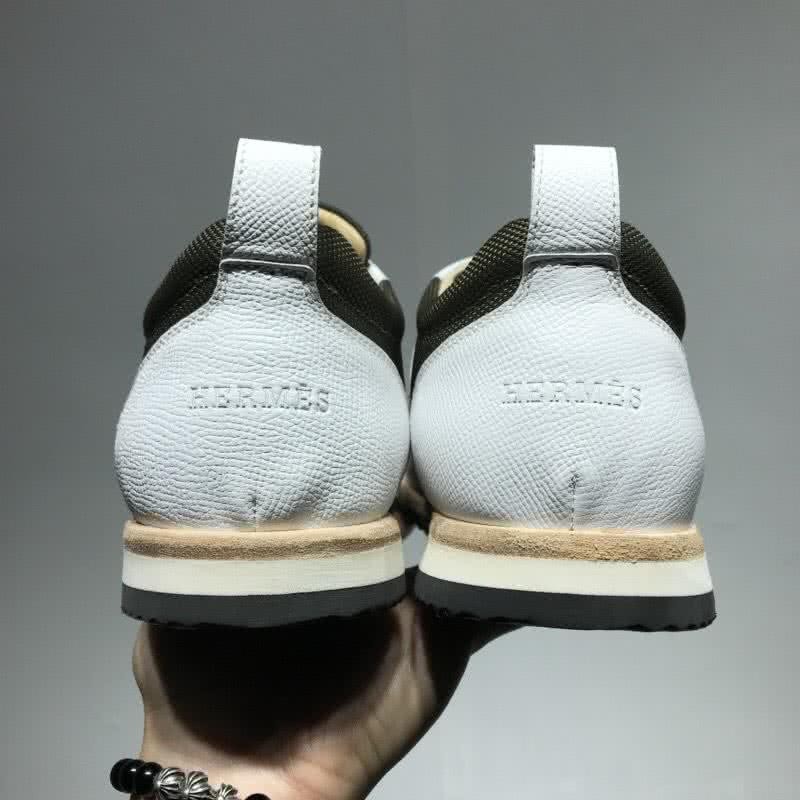 Hermes Fashion Comfortable Shoes Cowhide White And Green Men 9