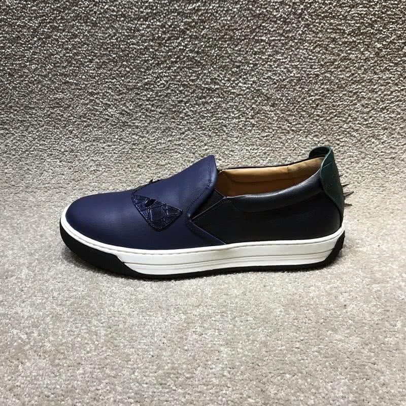 Fendi Slip-on Leather Monster Navy Upper White Sole Men 6