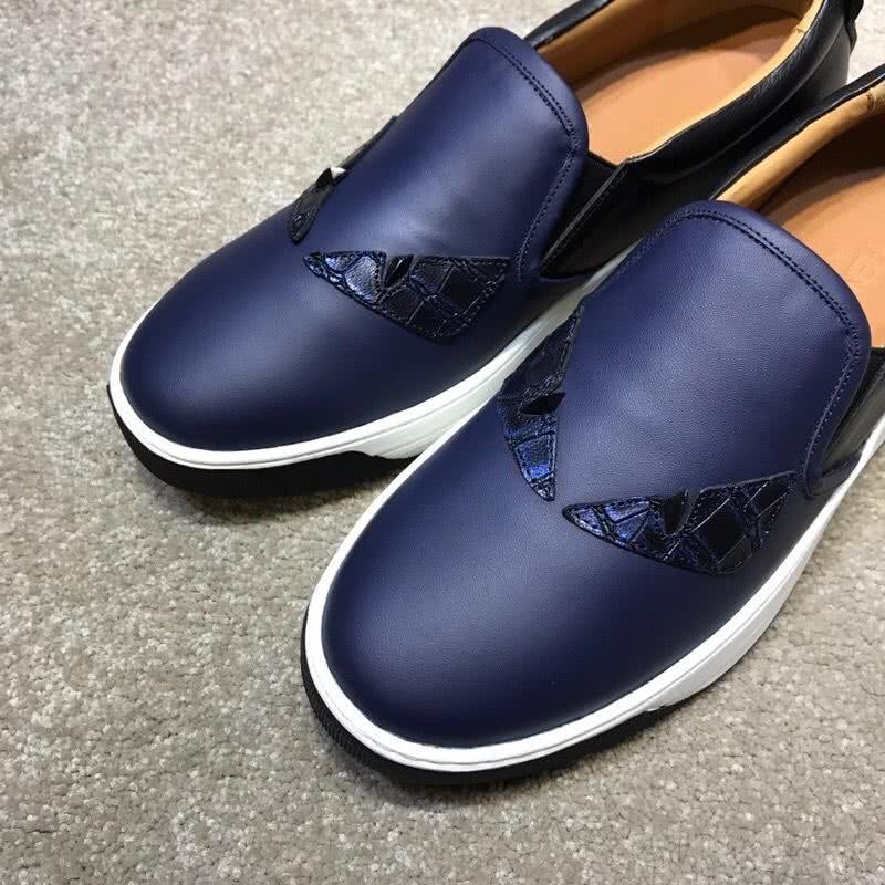 Fendi Slip-on Leather Monster Navy Upper White Sole Men 7