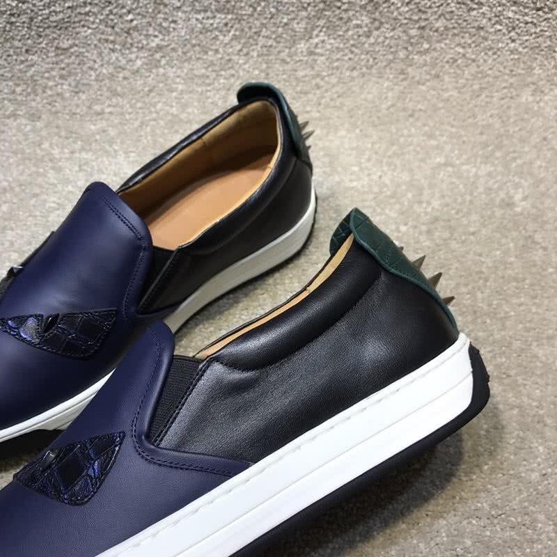 Fendi Slip-on Leather Monster Navy Upper White Sole Men 8