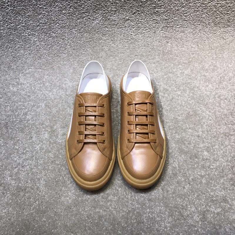 Fendi Sneakers Leather Dark Orange And White Men 2