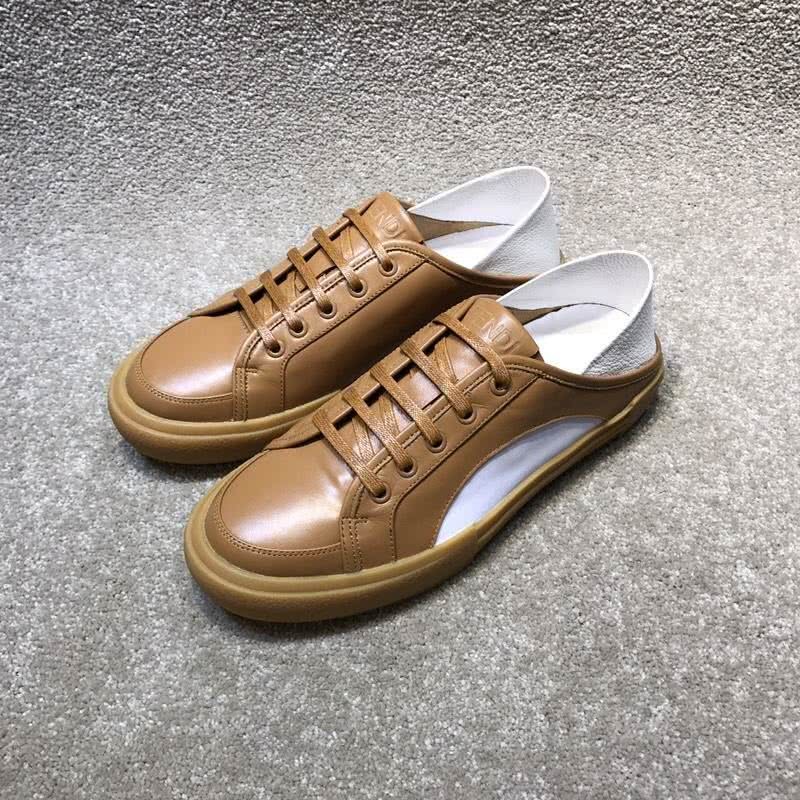 Fendi Sneakers Leather Dark Orange And White Men 4