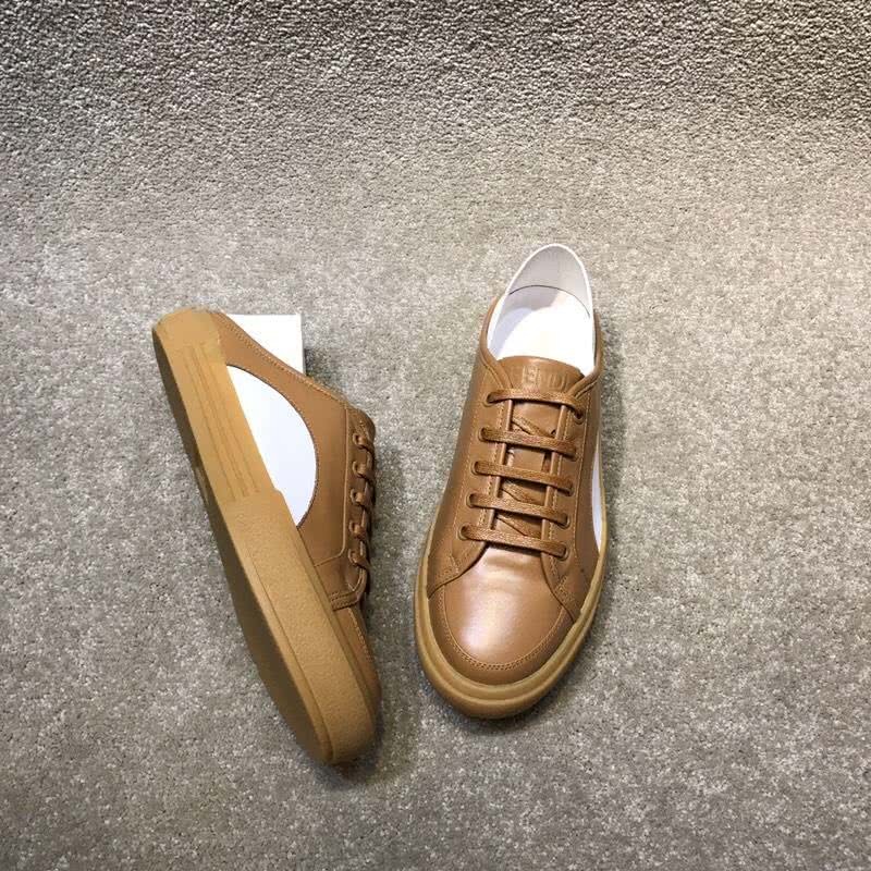 Fendi Sneakers Leather Dark Orange And White Men 3