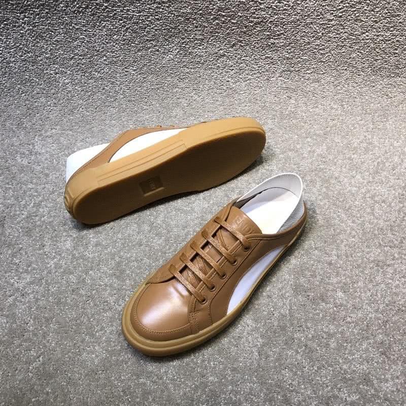 Fendi Sneakers Leather Dark Orange And White Men 6