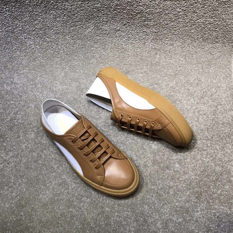 Fendi Sneakers Leather Dark Orange And White Men 7