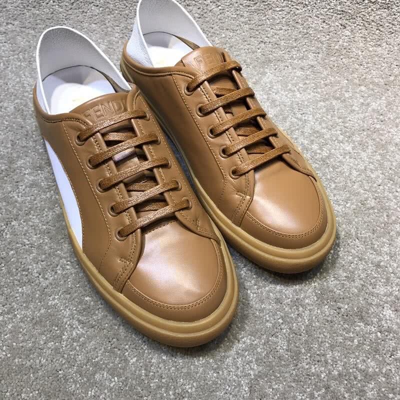 Fendi Sneakers Leather Dark Orange And White Men 8