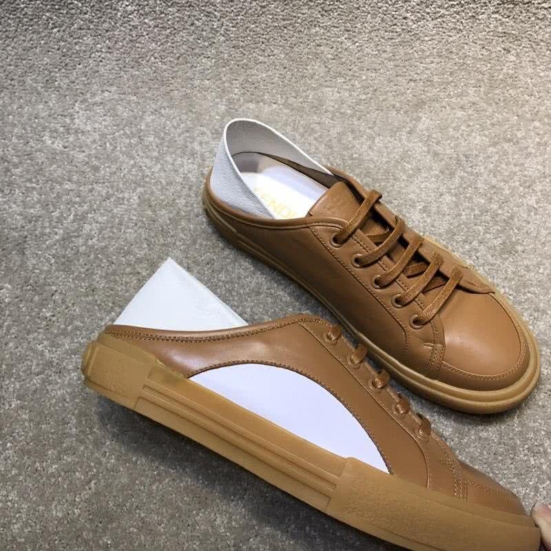 Fendi Sneakers Leather Dark Orange And White Men 9