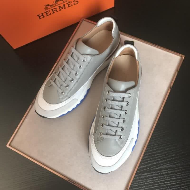 Hermes Fashion Comfortable Shoes Cowhide White And Green Men 2