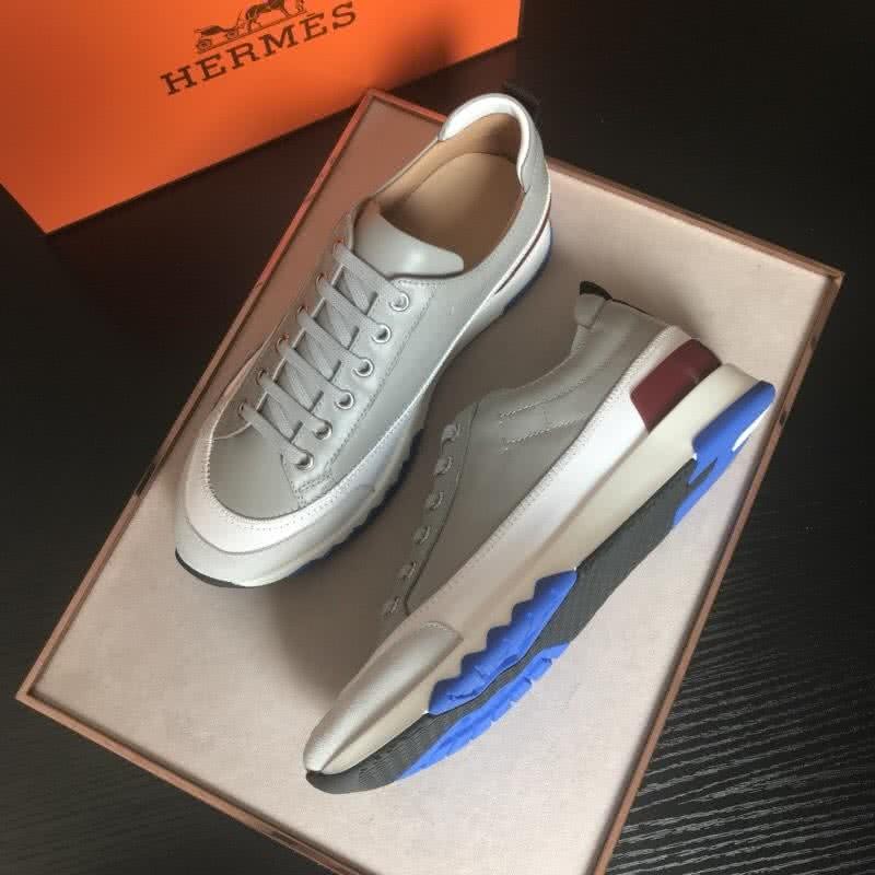 Hermes Fashion Comfortable Shoes Cowhide White And Green Men 3