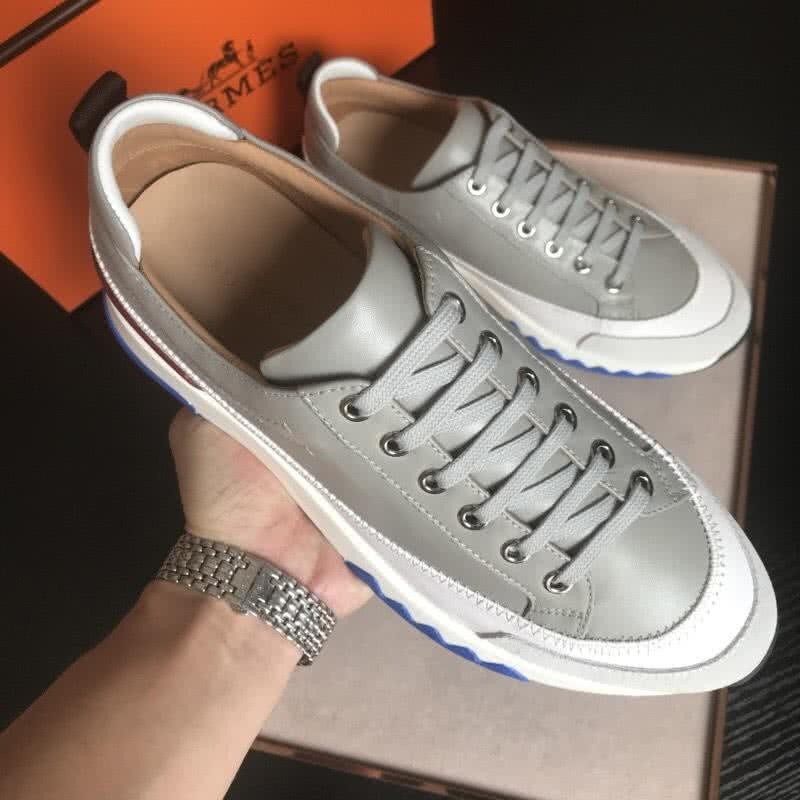 Hermes Fashion Comfortable Shoes Cowhide White And Green Men 4