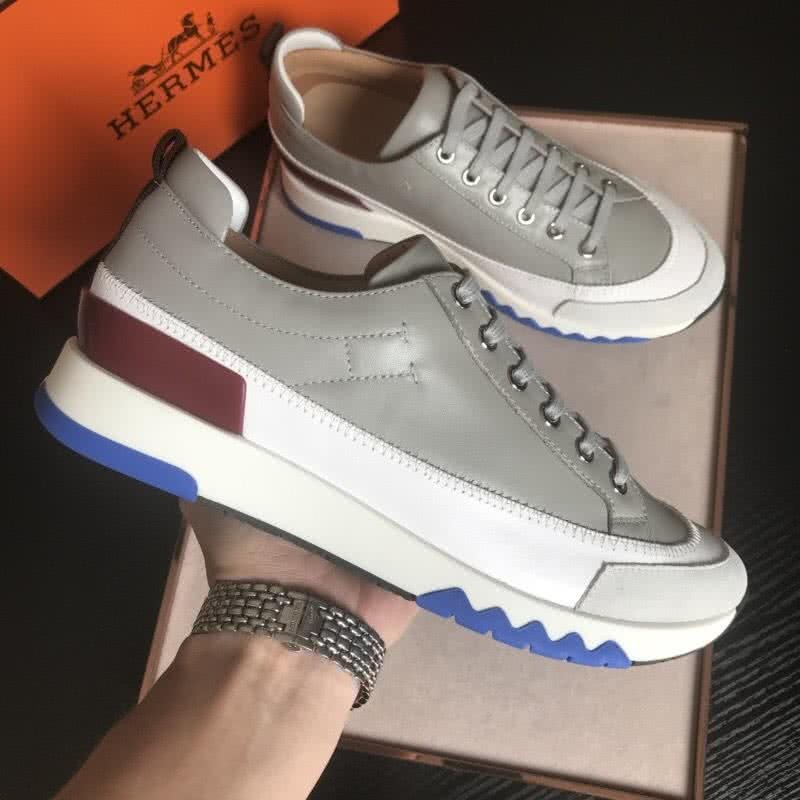 Hermes Fashion Comfortable Shoes Cowhide White And Green Men 5