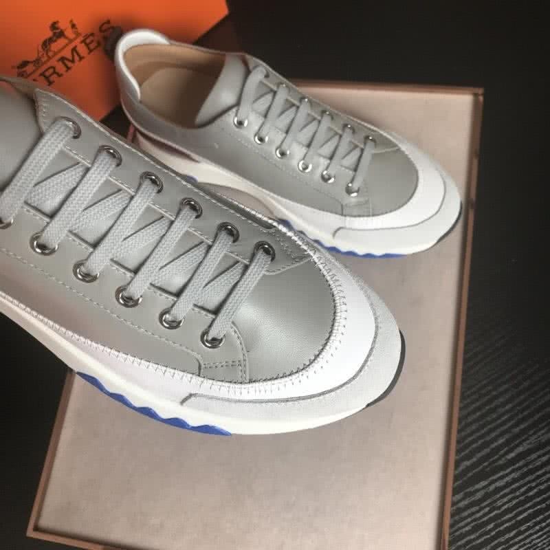Hermes Fashion Comfortable Shoes Cowhide White And Green Men 6