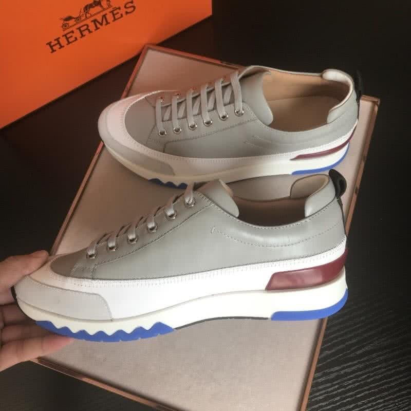 Hermes Fashion Comfortable Shoes Cowhide White And Green Men 7