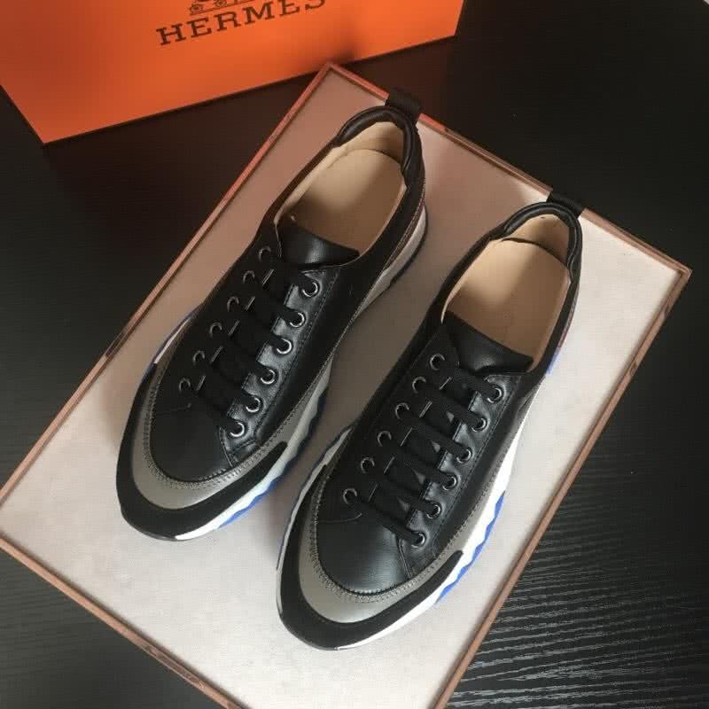 Hermes Fashion Comfortable Shoes Cowhide Green And Black Men 1