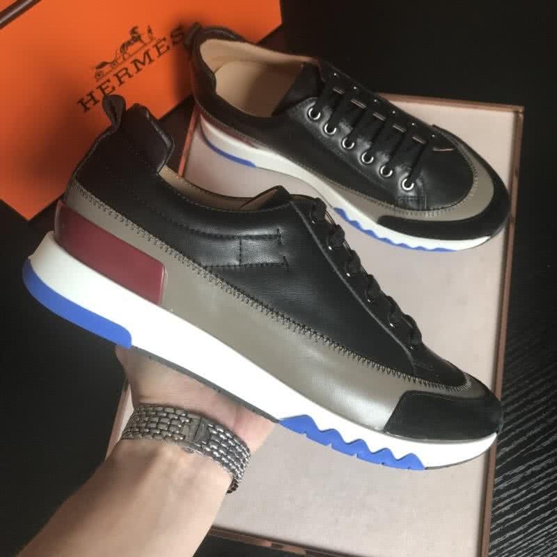 Hermes Fashion Comfortable Shoes Cowhide Green And Black Men 5