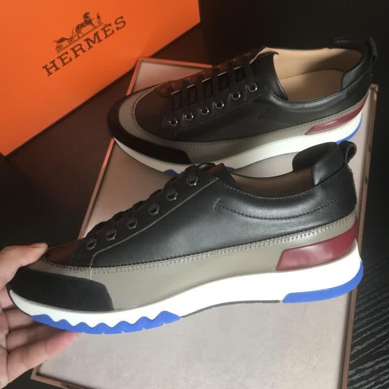 Hermes Fashion Comfortable Shoes Cowhide Green And Black Men 7