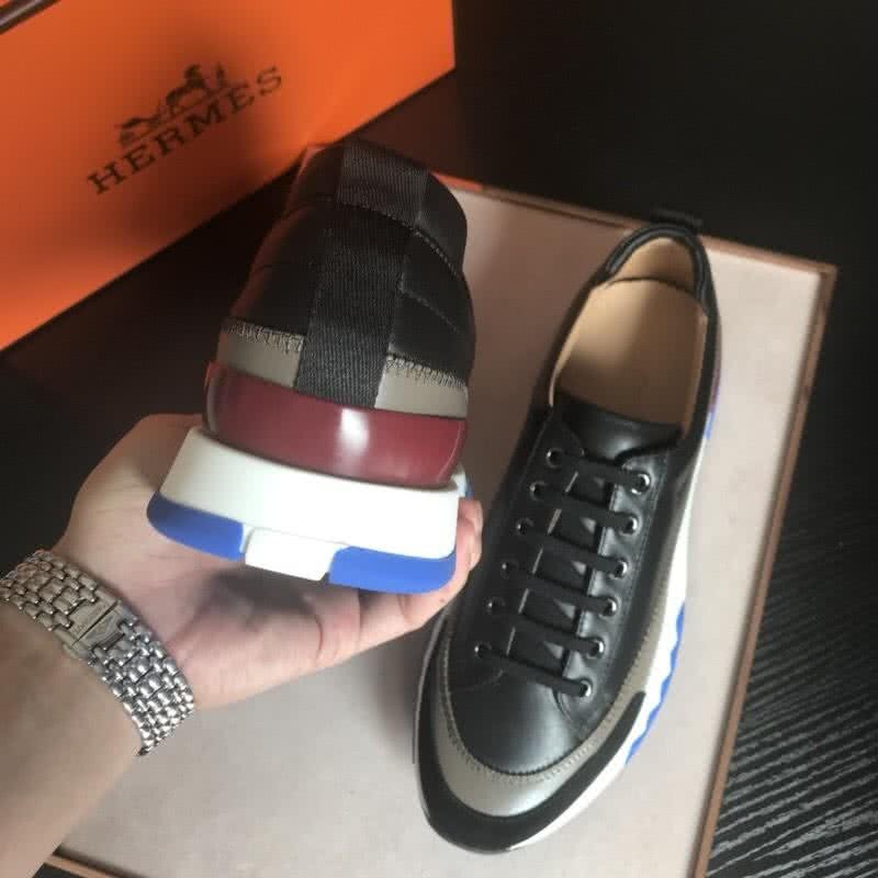 Hermes Fashion Comfortable Shoes Cowhide Green And Black Men 8
