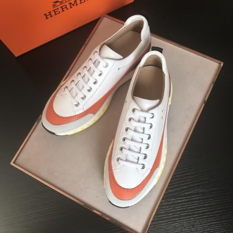 Hermes Fashion Comfortable Shoes Cowhide White And Red Men 1