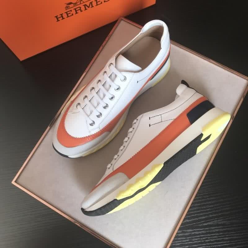 Hermes Fashion Comfortable Shoes Cowhide White And Red Men 3