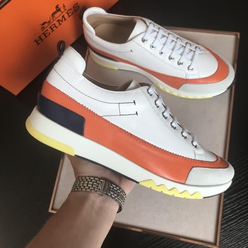 Hermes Fashion Comfortable Shoes Cowhide White And Red Men 5