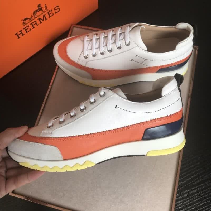 Hermes Fashion Comfortable Shoes Cowhide White And Red Men 6