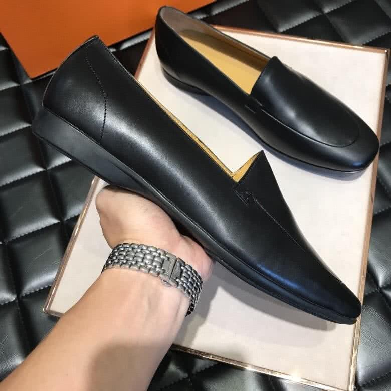 Hermes Fashion Comfortable Shoes Cowhide Black Men 5