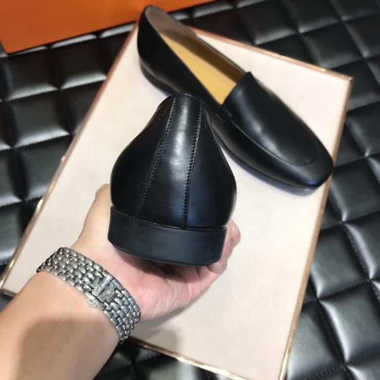 Hermes Fashion Comfortable Shoes Cowhide Black Men 6