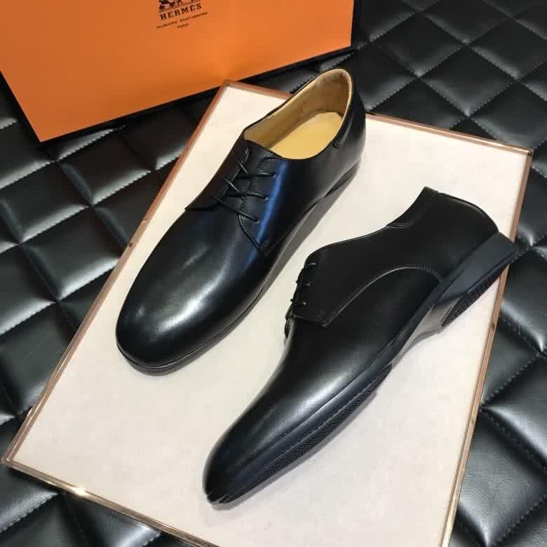 Hermes Fashion Comfortable Shoes Cowhide Black Men 3