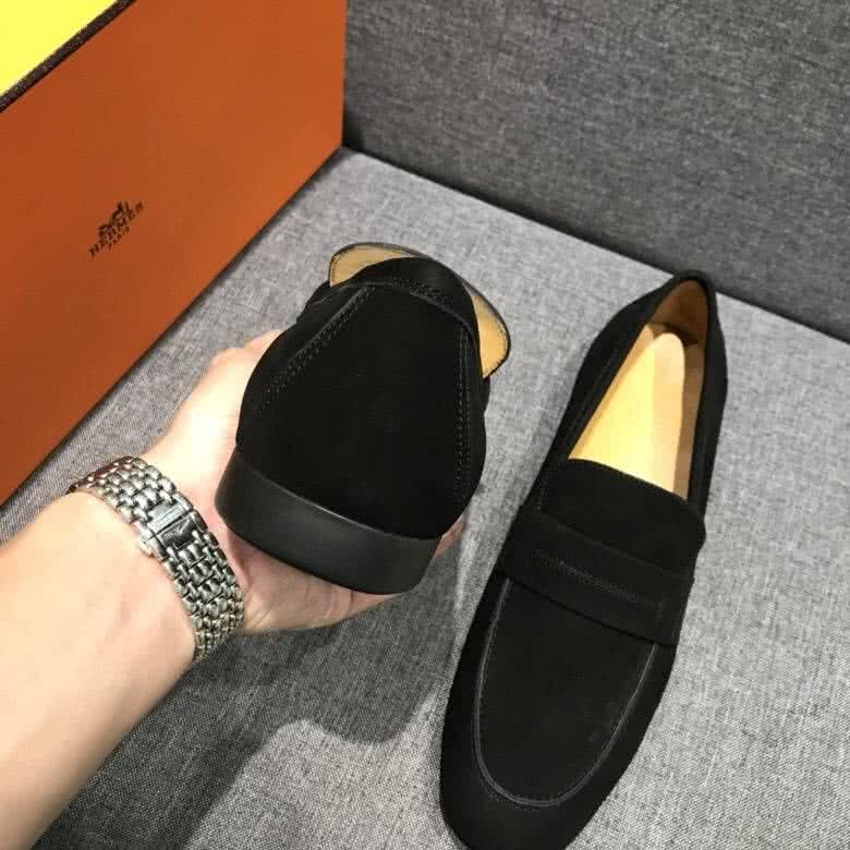 Hermes Fashion Comfortable Shoes Cowhide Ink Black Men 8