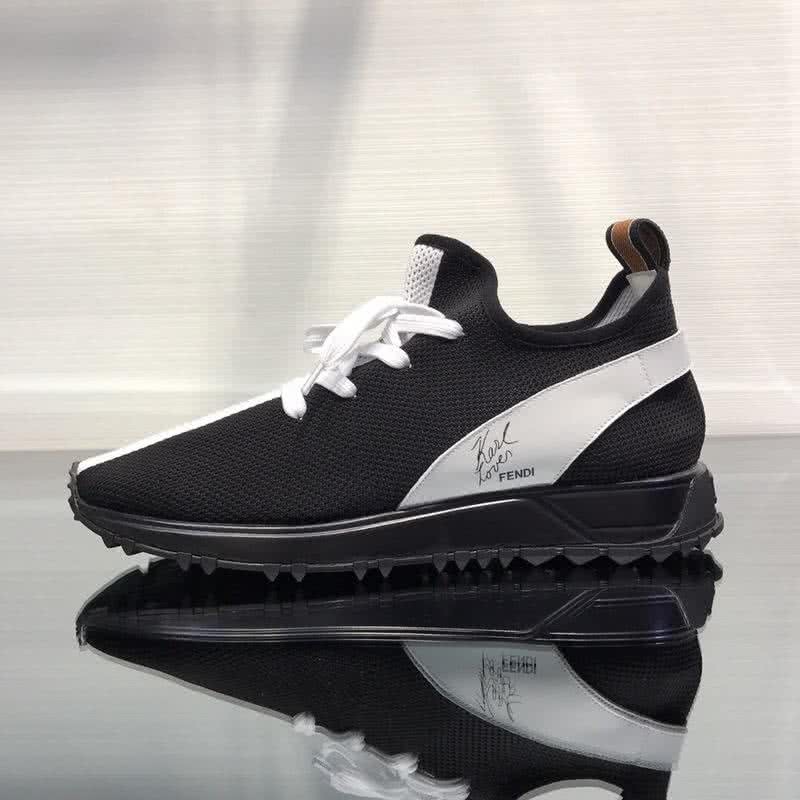 Fendi Sneakers Fabric Black And White Men 8