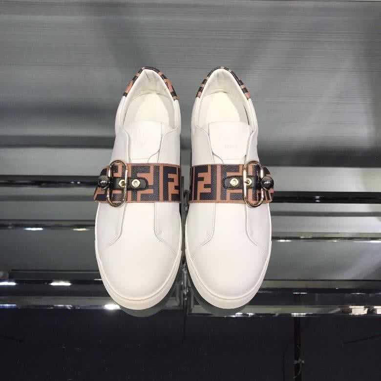 Fendi Sneakers Buckle White Black Brown Men 2