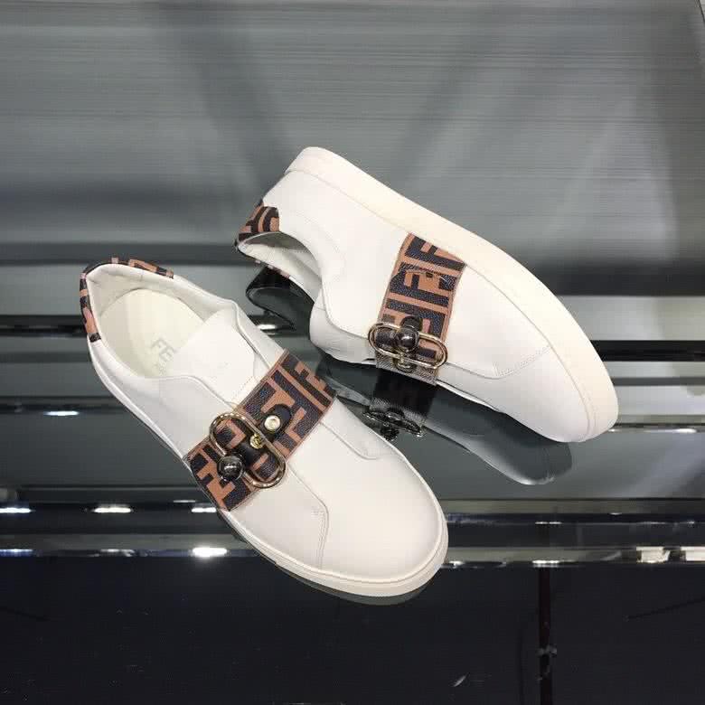 Fendi Sneakers Buckle White Black Brown Men 4