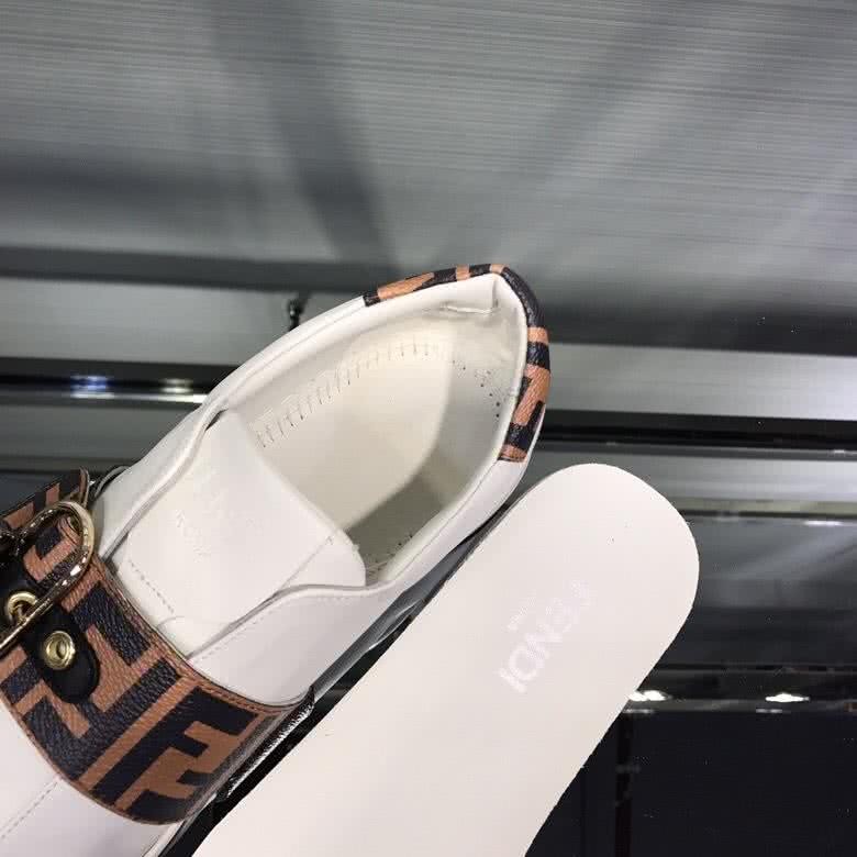 Fendi Sneakers Buckle White Black Brown Men 9